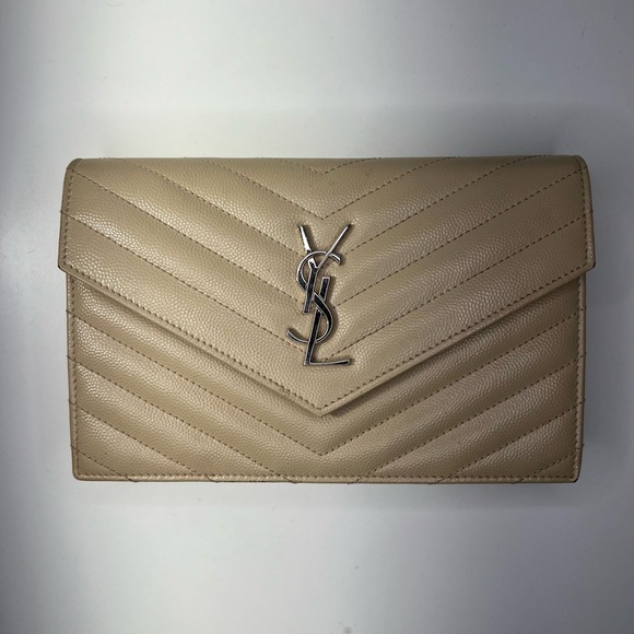 Saint Laurent YSL Cassandre Envelope WOC Wallet on Chain Leather Bag Purse - Picture 4 of 11